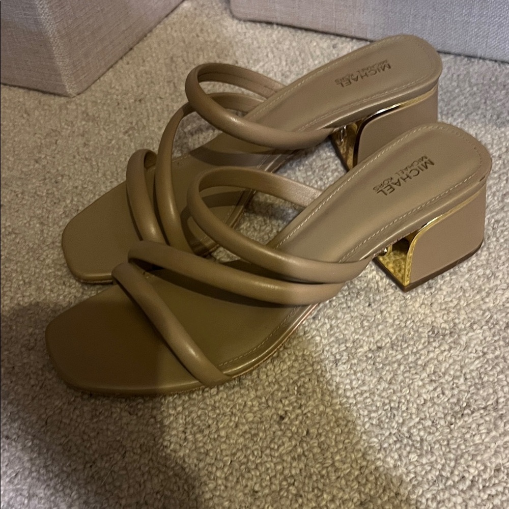 Michael Kors Beige Strappy Block Heels